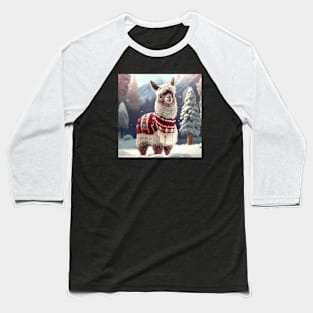 Cute Christmas Llama Baseball T-Shirt